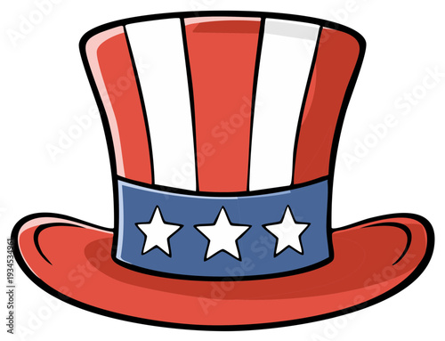 Uncle Sam Top Hat American Flag Patriotic Celebration Symbol Illustration
