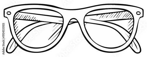 Drawn Eyeglasses Illustration Hand Sketch Style Black Outline Design Element Vision Accessory