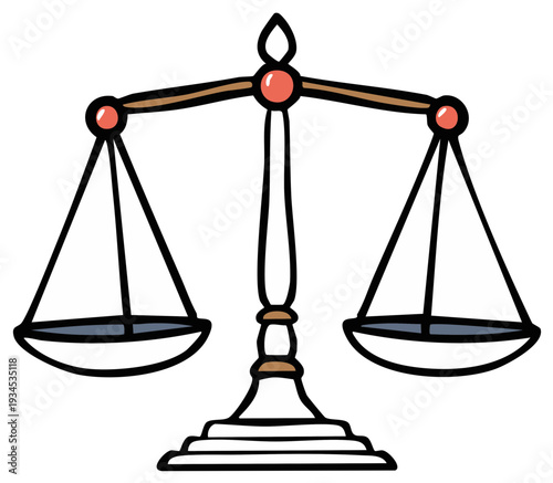 Cartoon Scale Symbolizing Justice and Balance