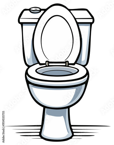 Clean White Ceramic Toilet with Open Lid and Seat Illustration