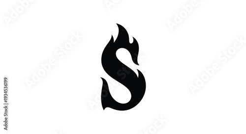 A striking black silhouette of a dragon coiled into an s shape dominates a plain white background silhouette