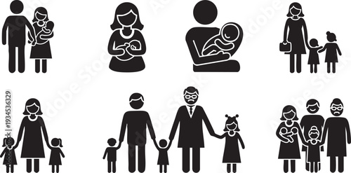 Family and Parenting Silhouette Icon Collection