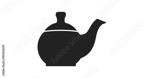 A striking black silhouette depicts a classic teapot showcasing its elegant form and curved spout silhouette high quality