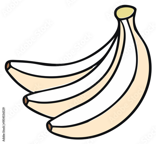 Cartoon Style Illustration Bunch of Bananas Fresh Tropical Fruit