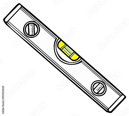 Illustration of a Spirit Level Tool for Construction, Carpentry, and DIY Projects with Air Bubble