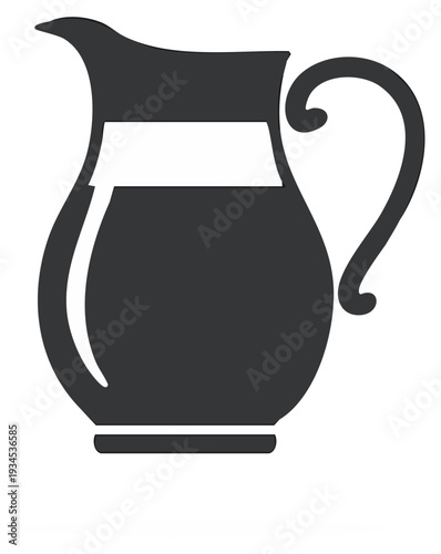 Elegant dark pitcher design, ideal for water, juice, or dairy, featuring a curved handle and simple spout for pouring
