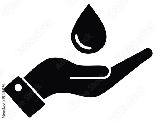 Icon of a hand cupped receiving a water drop symbolizing care and conservation