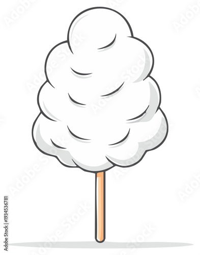 Stylized Cotton Candy Floss on a Stick Sweet Food Treat Confection Cartoon Drawing