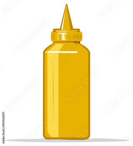 Classic yellow mustard squeeze bottle condiment vector illustration