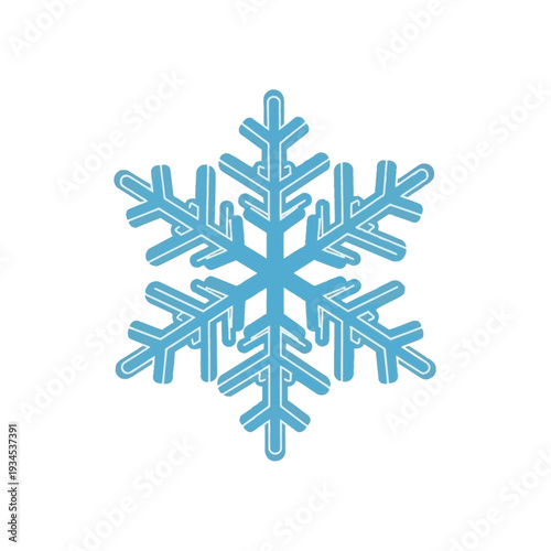 Blue Snowflake Icon on White Background.