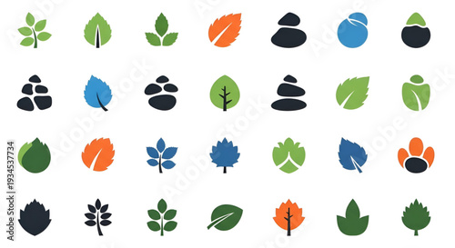 Stylized leaves and nature inspired icons for design