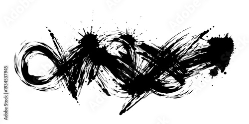 Grunge brush stroke, abstract paint ink texture black flat and line style brush marks, rough paint splatter, dry brush smudge and smear vector illustration design. vector icon