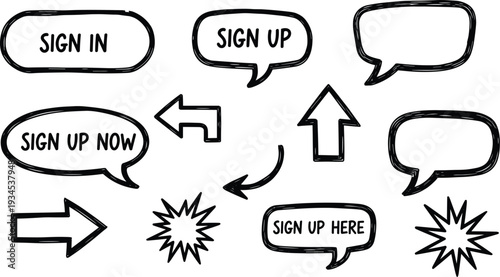 Call To Action Sign Up Button Arrow Element Set,sign up button, call to action graphics, signup element icons, registration button symbols, call action illustrations, sign up graphics, 