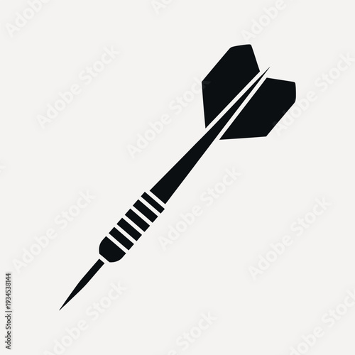 Black silhouette of a single dart with fletching and grip details on a light grey background