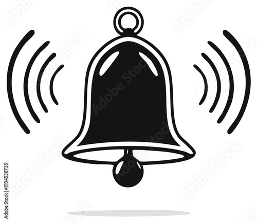 Classic Bell Ringing with Sound Waves Illustration