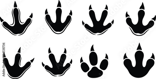 Dinosaur Footprint Track Print Silhouette ,dinosaur footprint icons, track print graphics, dino footprint symbols, 