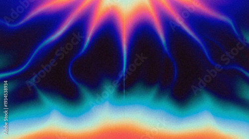 Obraz na plátně Vivid neon fluid waves with glowing orange-blue-purple gradients and mountain-like peaks