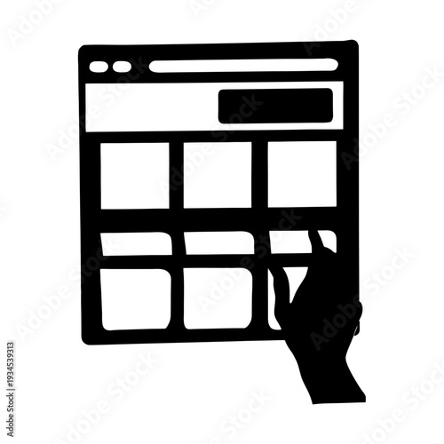 Hand interacting with modern digital interface on screen