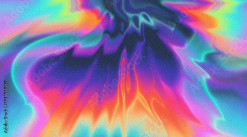 Billede på lærred Vibrant psychedelic fluid marbling with neon swirls in yellow, orange, green, blue, purple