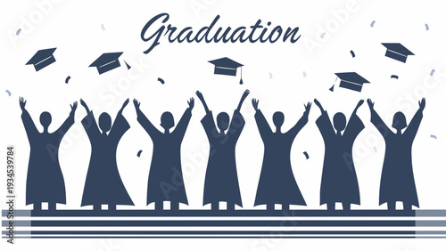 Graduates celebrate tossing caps in joyful success