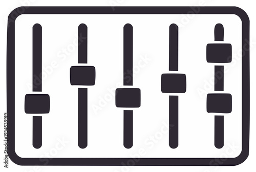 Control Panel Interface with Multiple Vertical Sliders for Adjustment Settings