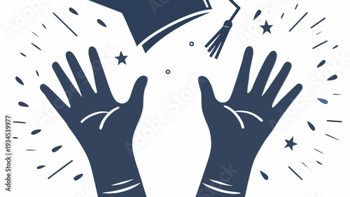 Hands celebrating graduation with cap and stars