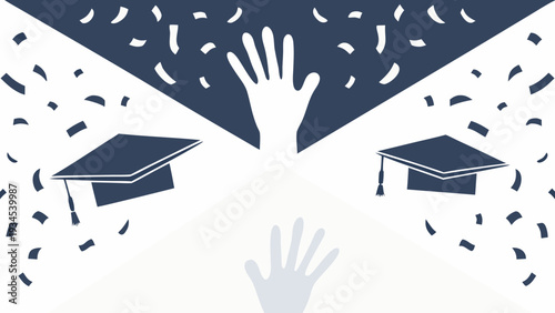 Graduation celebration with confetti and academic caps