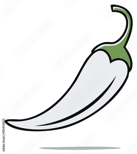 Cartoon Style White Chili Pepper Vegetable Illustration Food Graphic