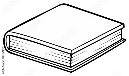 Closed Hardcover Book with Blank Cover and Visible Pages Isolated on White