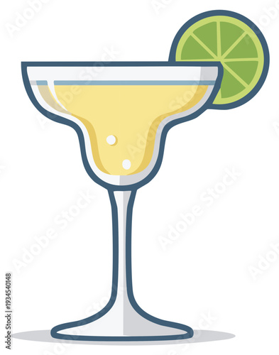 Refreshing Margarita cocktail with lime wedge in a classic margarita glass