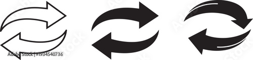 Recycling symbols with arrows in black and white for eco friendly designs