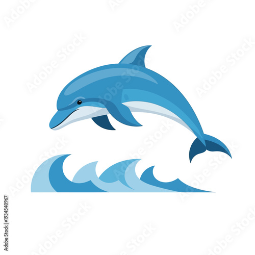 Blue Dolphin Jumping Over Waves, Ocean Life, Marine Mammal, Aquatic Animal, Summer Fun
