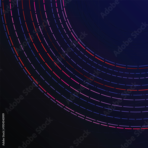 Abstract swirling arcs on a dark gradient background with vibrant colors