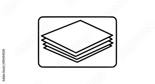 Papers stack icon with layered sheets inside rectangle featuring paper, document, files with office and paperwork