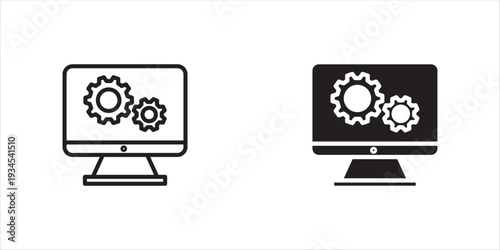 computer setting icon set vector. display adjust.