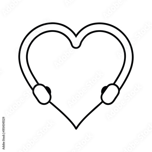 heart headphones line art