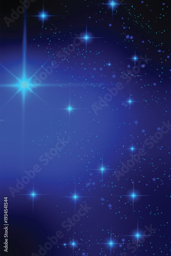 Celestial glow: a mystical night sky filled with shimmering stars and light beams