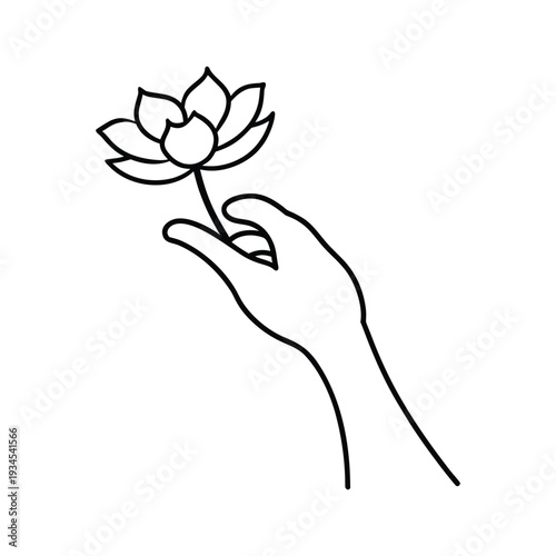 hand holding flower line art