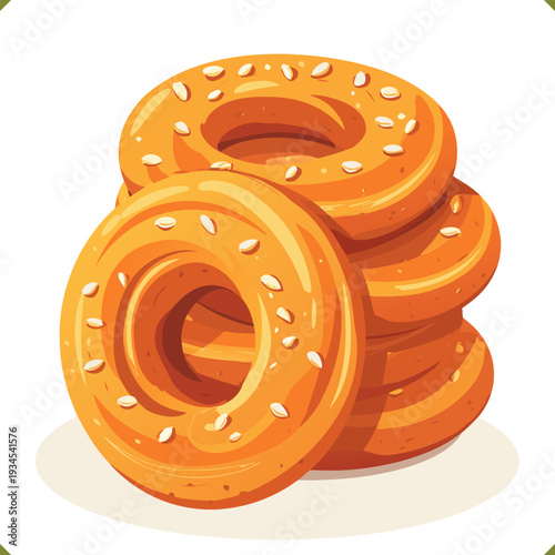 Vector illustration of traditional jalebi sweets arranged, isolated on a white background