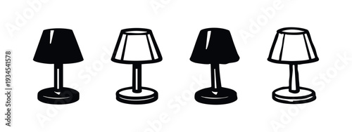 Minimalist Design Table Lamp and Desk Light Vector Icon Collection