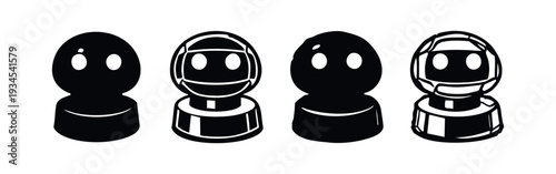 Detailed Outline Robot Head Icon. Futuristic AI Helmet Avatar with Structured Design. Complex Chatbot Symbol.