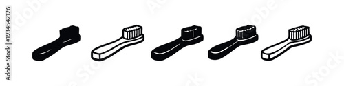 Foot Brush and Shoe Cleaning Brush Icon Set - Scrub Brush Vector Collection for Footwear Care