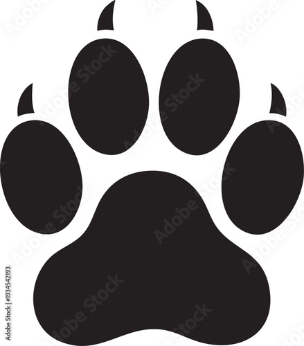 Black paw print with claws