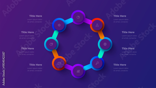 8 Step Octagon Cycle Process Infographic Circular Connected Nodes Diagram