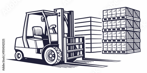 A forklift operator carefully maneuvering a stack of pallets in a warehouse