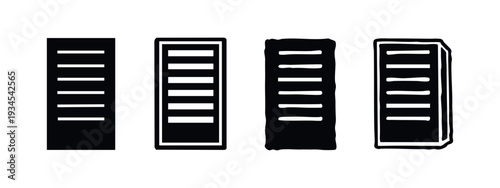Modern server rack icon set for data processing, network management, and information technology.