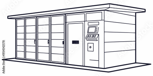 A large, modern garage with multiple doors and an electric control panel.