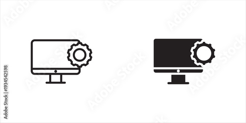 computer setting icon set vector. display adjust.