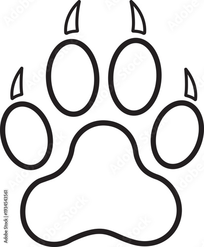 Black and white illustration of a paw print