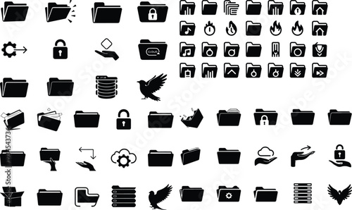 Set of 50 security and technology icons vector